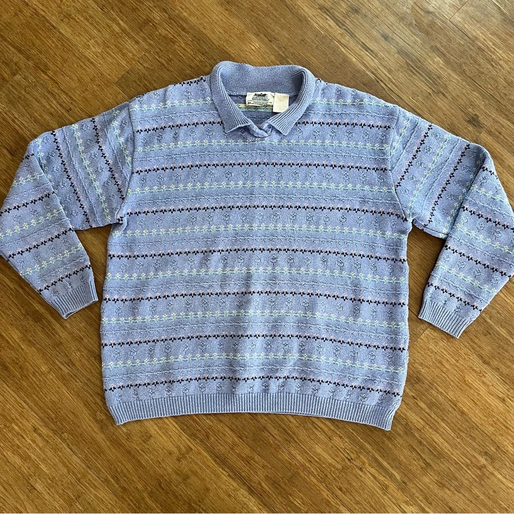 Northern Reflections Blue Patterned Crew Neck Sweater